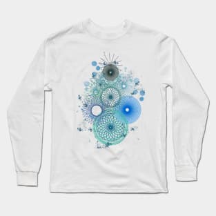 Spirograph Blue Splash pattern Long Sleeve T-Shirt